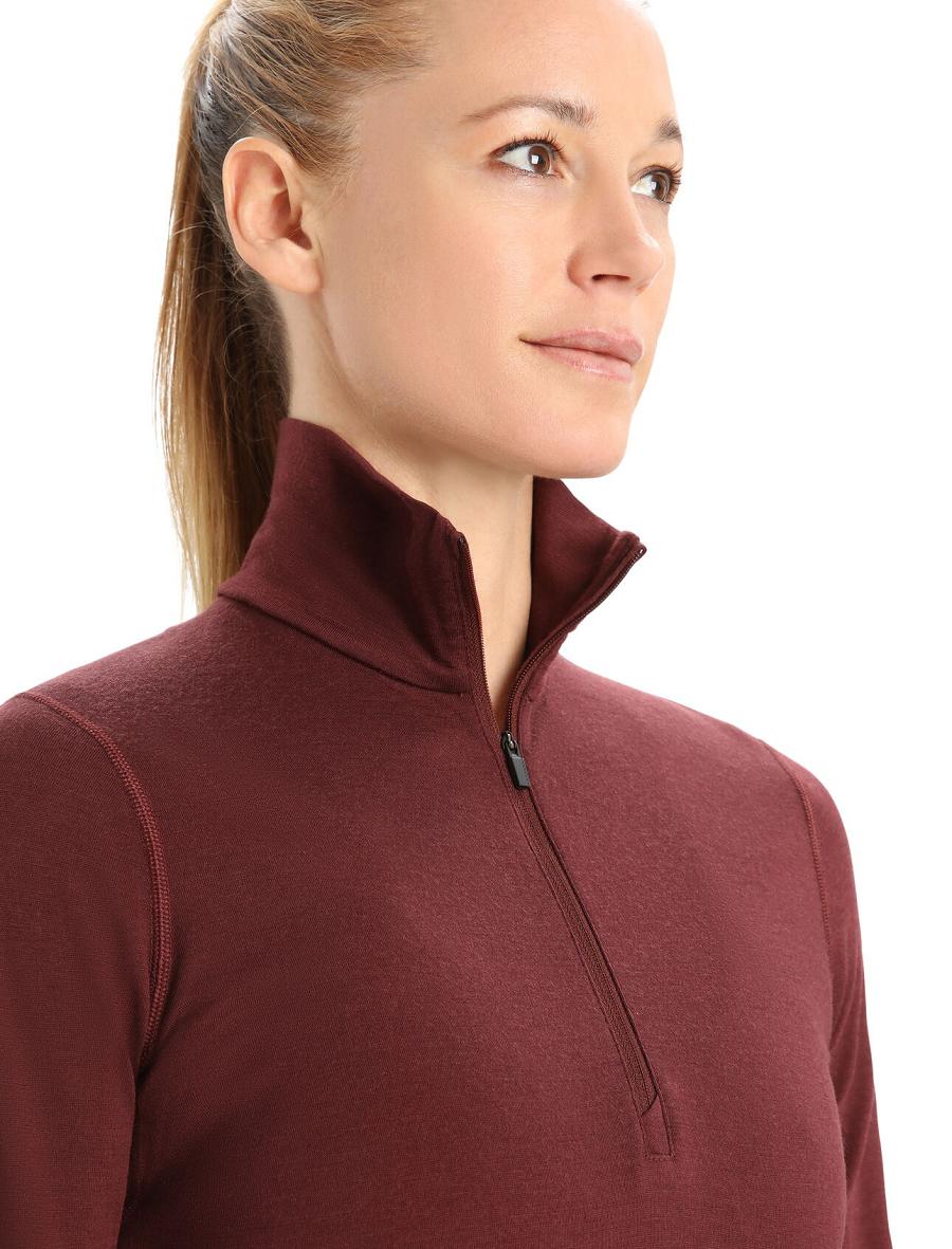 Base Layers Icebreaker Merino 200 Oasis Long Sleeve Half Zip Thermal Top Damskie Czerwone | PL 1045AHKP